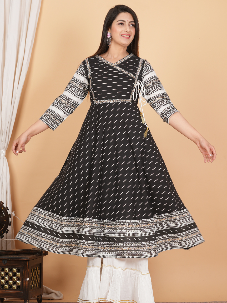 cotton printed anarkali dress Women's Designer Kurta Set- Urban Wardrobe UrbanWardrobe