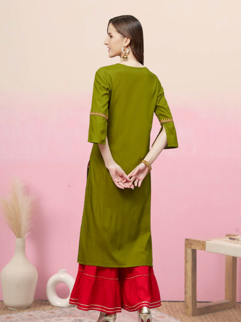 Solid Rayon A-line Kurta