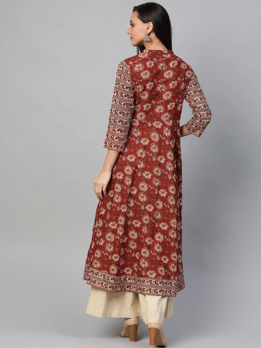 yash gallery womens blue floral printed anarkali kurti blue