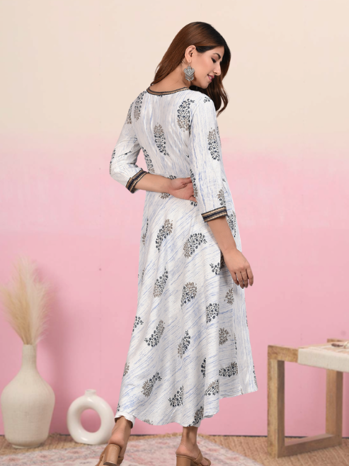 women rayon tie dye floral print anarkali kurta