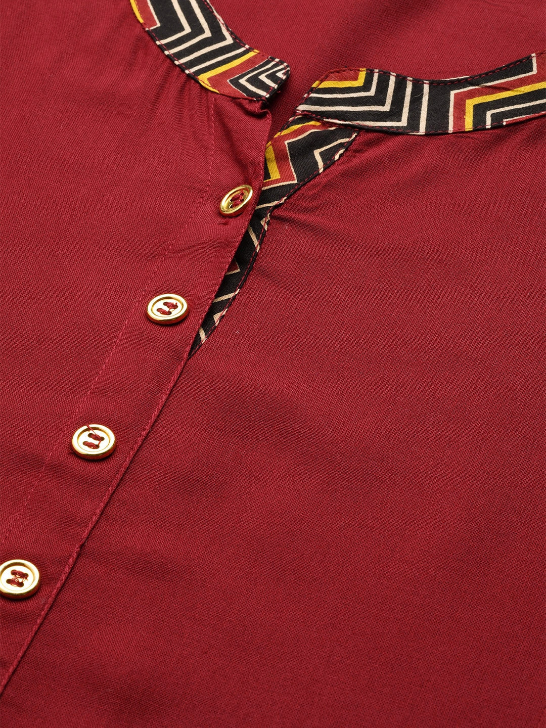Rayon & Cotton Cambric Zig-Zag Printed A-line Kurta