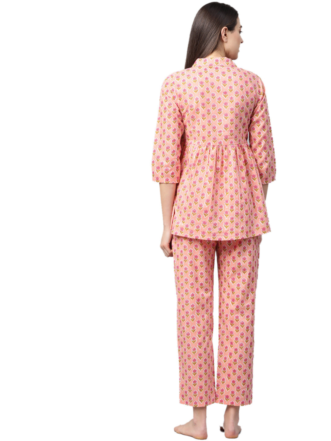 yash gallery womens floral printed night suitgreen