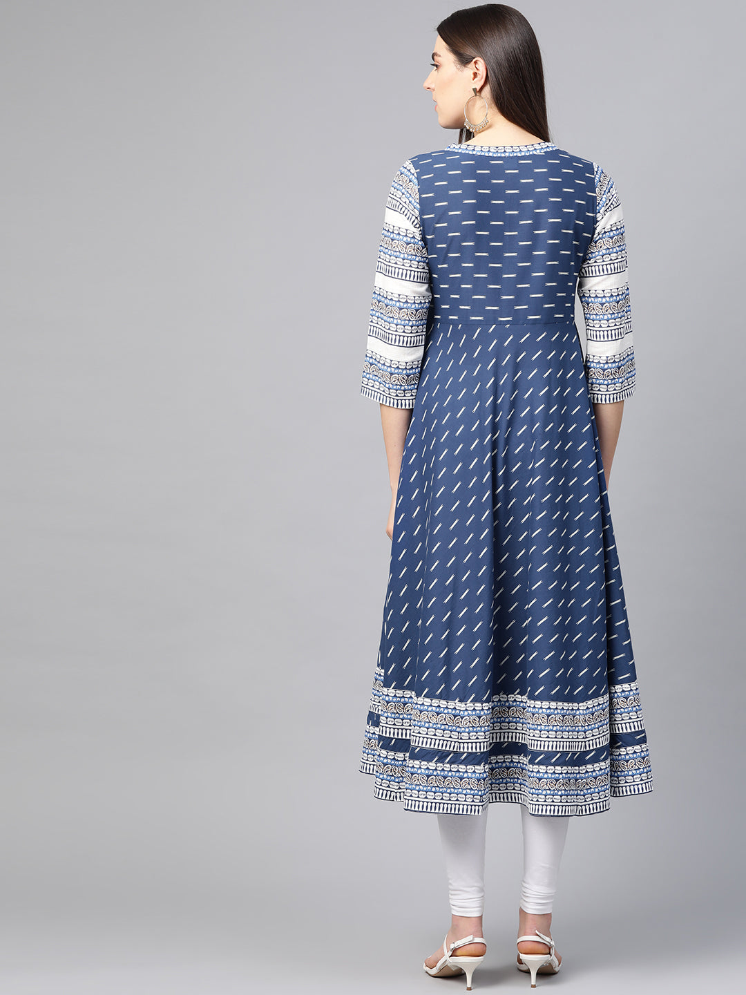 YASH GALLERY Women's Cotton & Cotton Slub Ikat Printed Anarkali Kurta