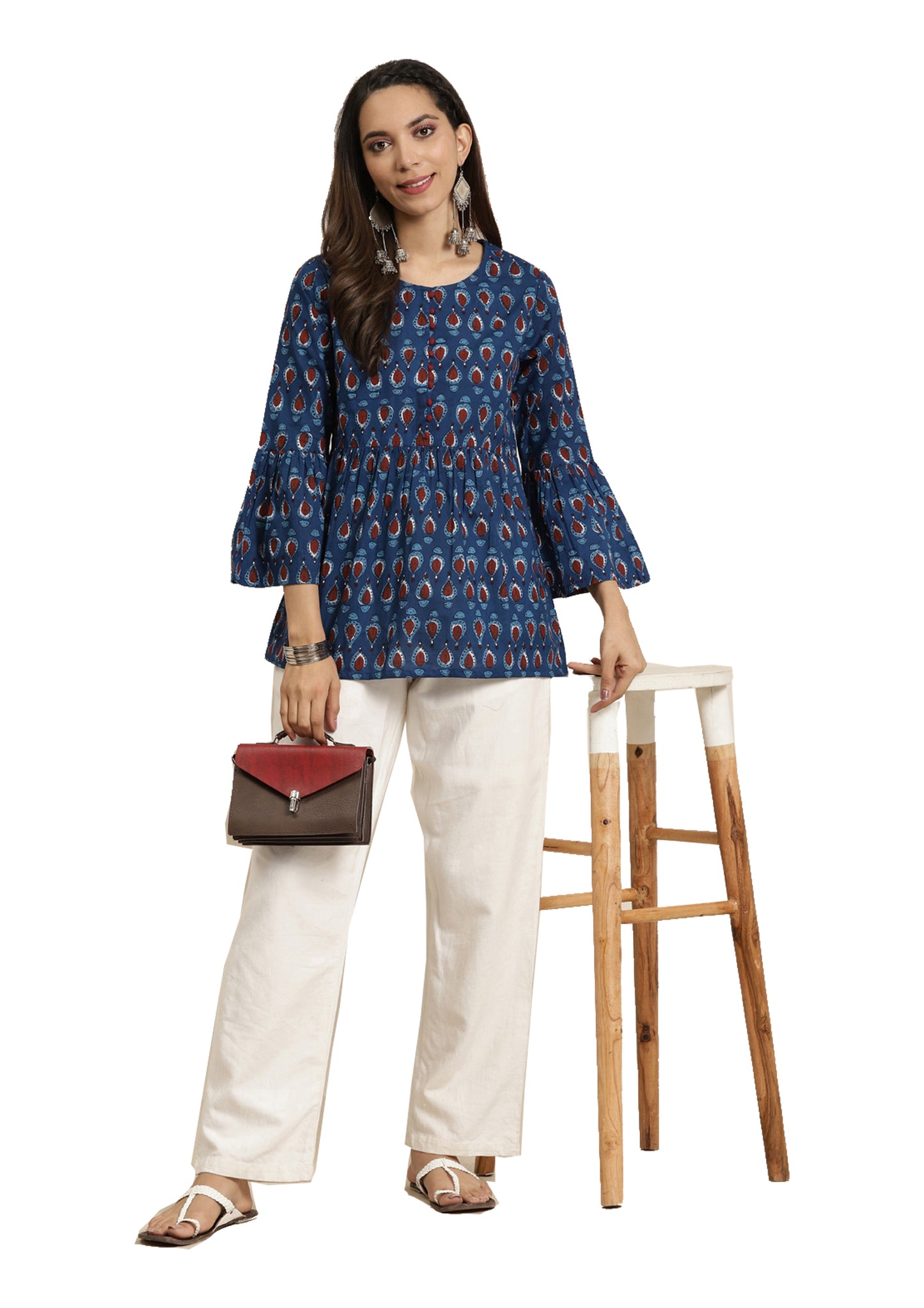 YASH GALLERY Women's Cotton Geometrical Printed Regular Kurti