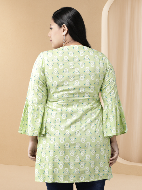 yash gallery womens cotton geomatrical printed regular kurtiblack