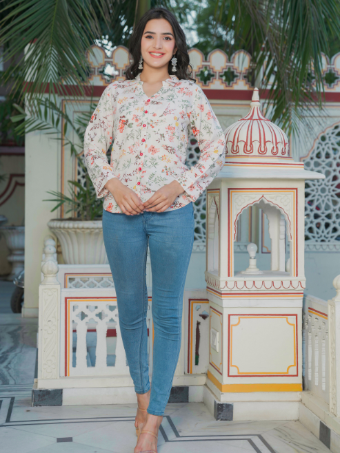 yash gallery womens rayon floral printed shirt multi