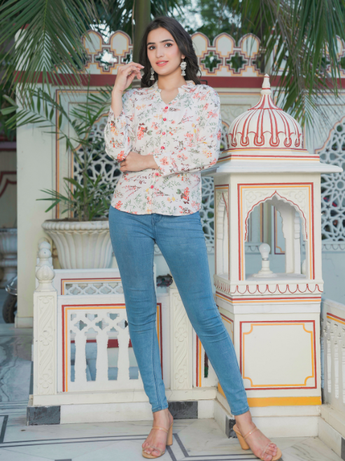 yash gallery womens rayon floral printed shirt multi