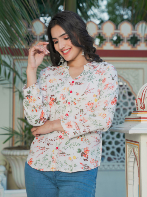 yash gallery womens rayon floral printed shirt multi