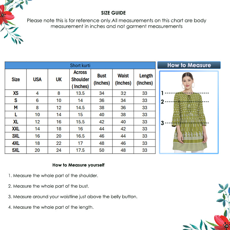 womens girls rayon floral printed short kurti
