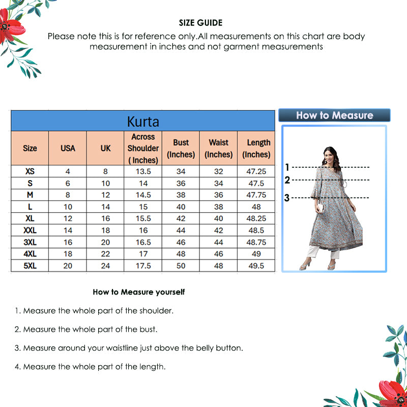 Rayon Floral Print Angrakha Kurta