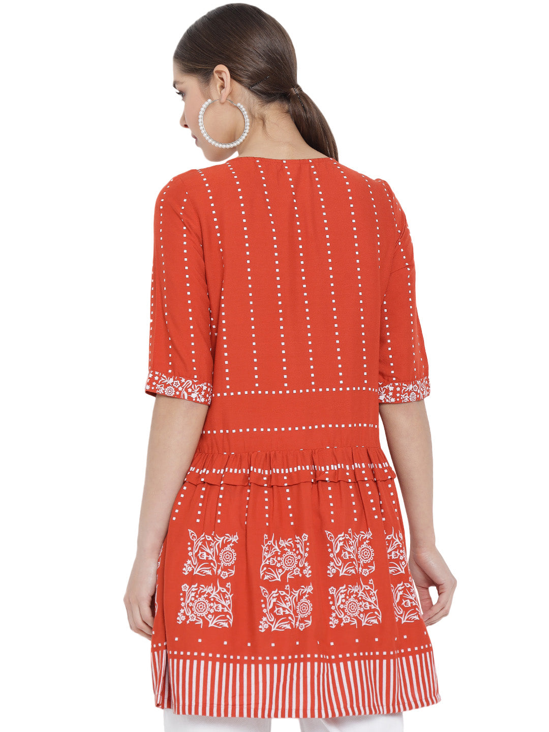womens girls rayon floral printed short kurti
