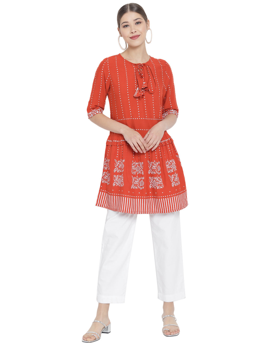 womens girls rayon floral printed short kurti