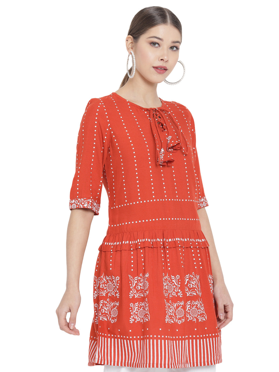 womens girls rayon floral printed short kurti