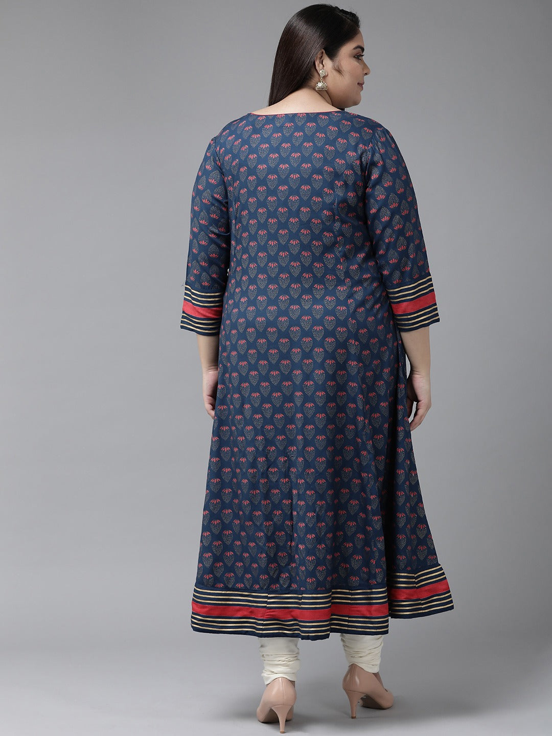 yash gallery womens floral printed anarkali kurti blue