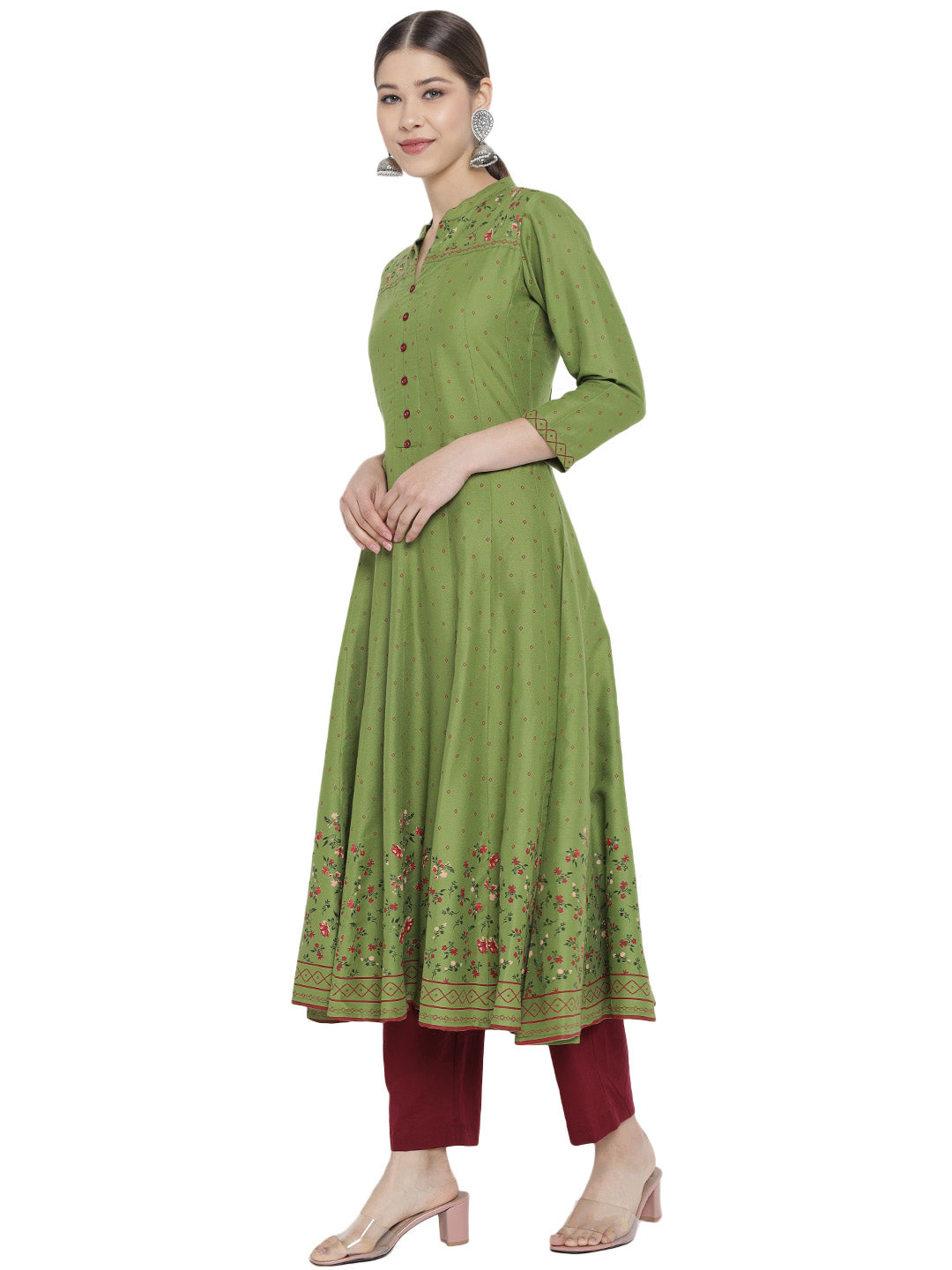 women plus size rayon floral printed anarkali kurta