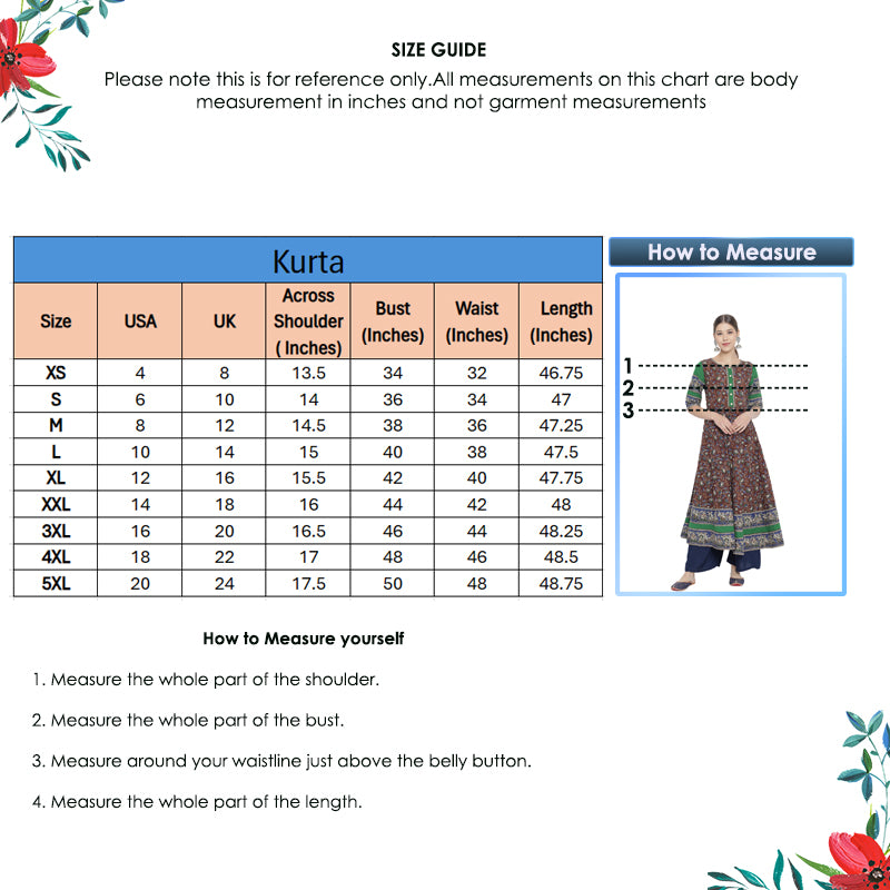 women cotton floral printed anarkali kurta black