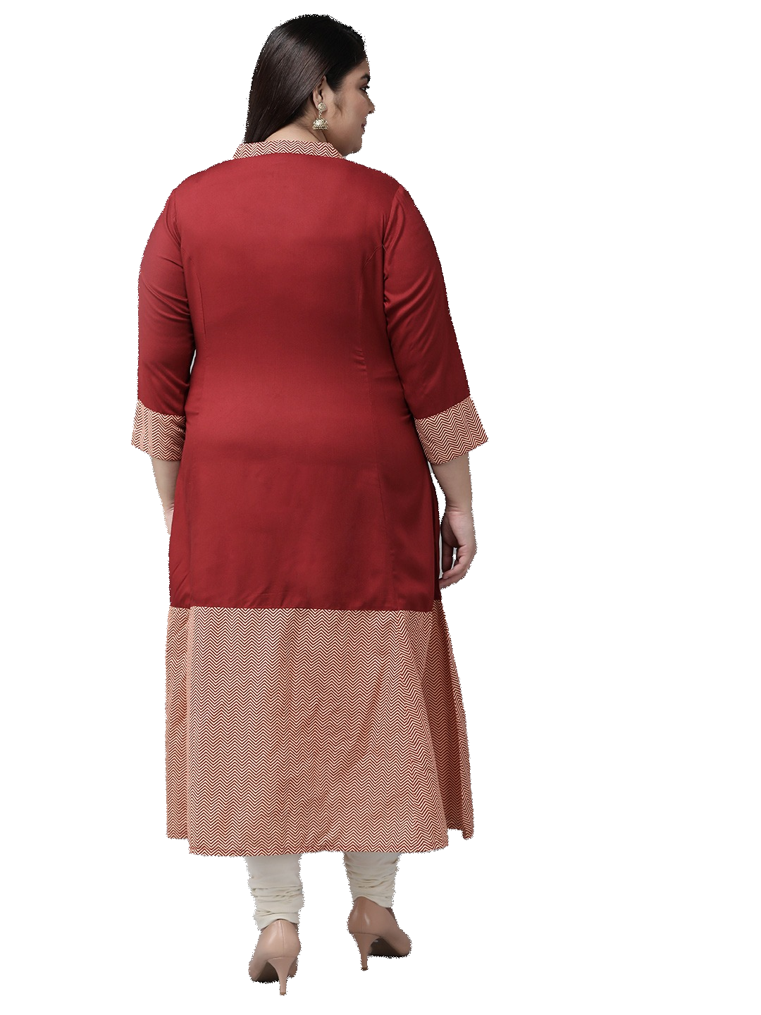 Rayon & Cotton Cambric Zig-Zag Printed A-line Kurta