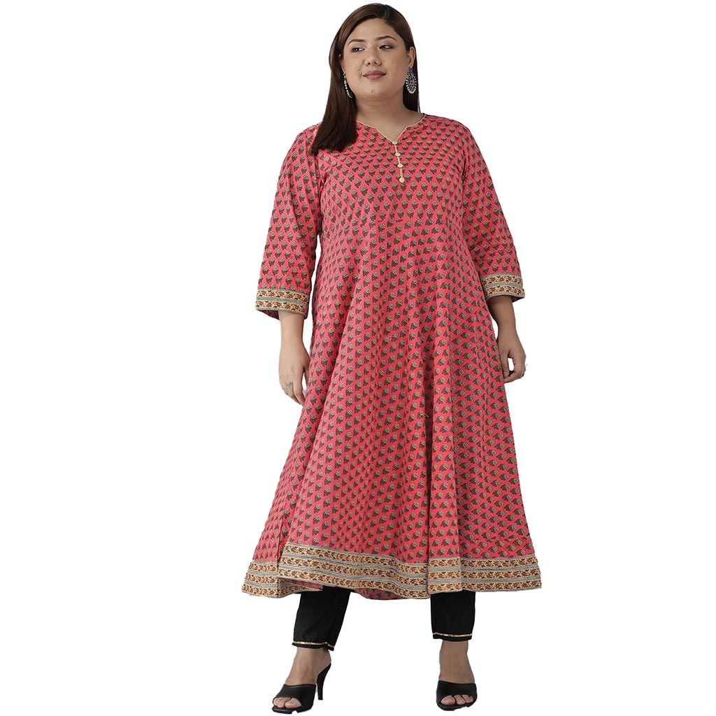 YASH GALLERY Women's Plus Size Cotton Floral Printed Anarkali Kurti (P – Yash  Gallery