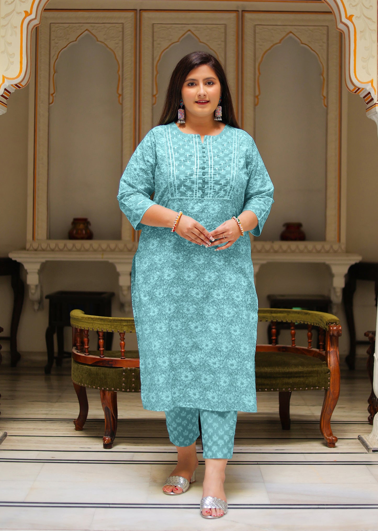 Yash Gallery Women's Floral Printed Kurta with Pant and Dupatta