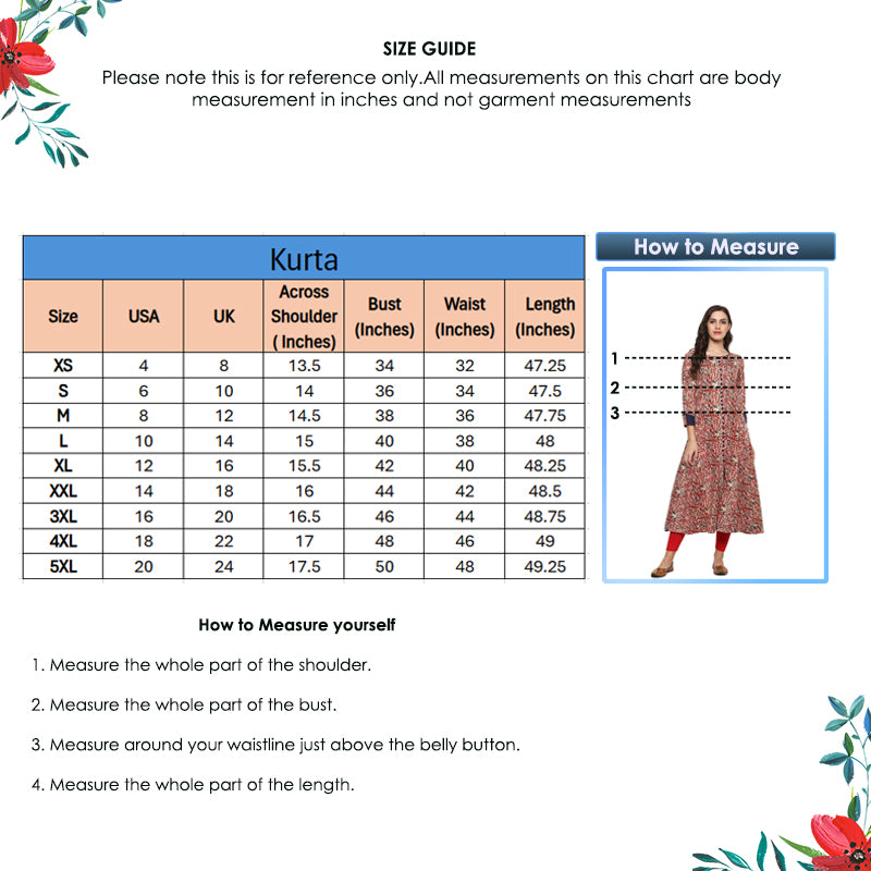 Festive & Party Floral Print Kurti (red)