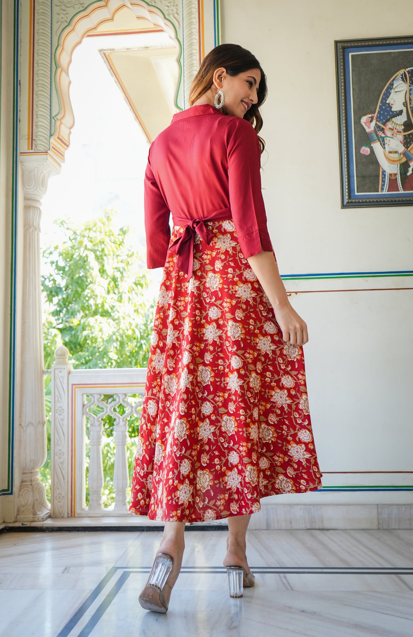 YASH GALLERY Women's Floral Printed Anarkali Dress