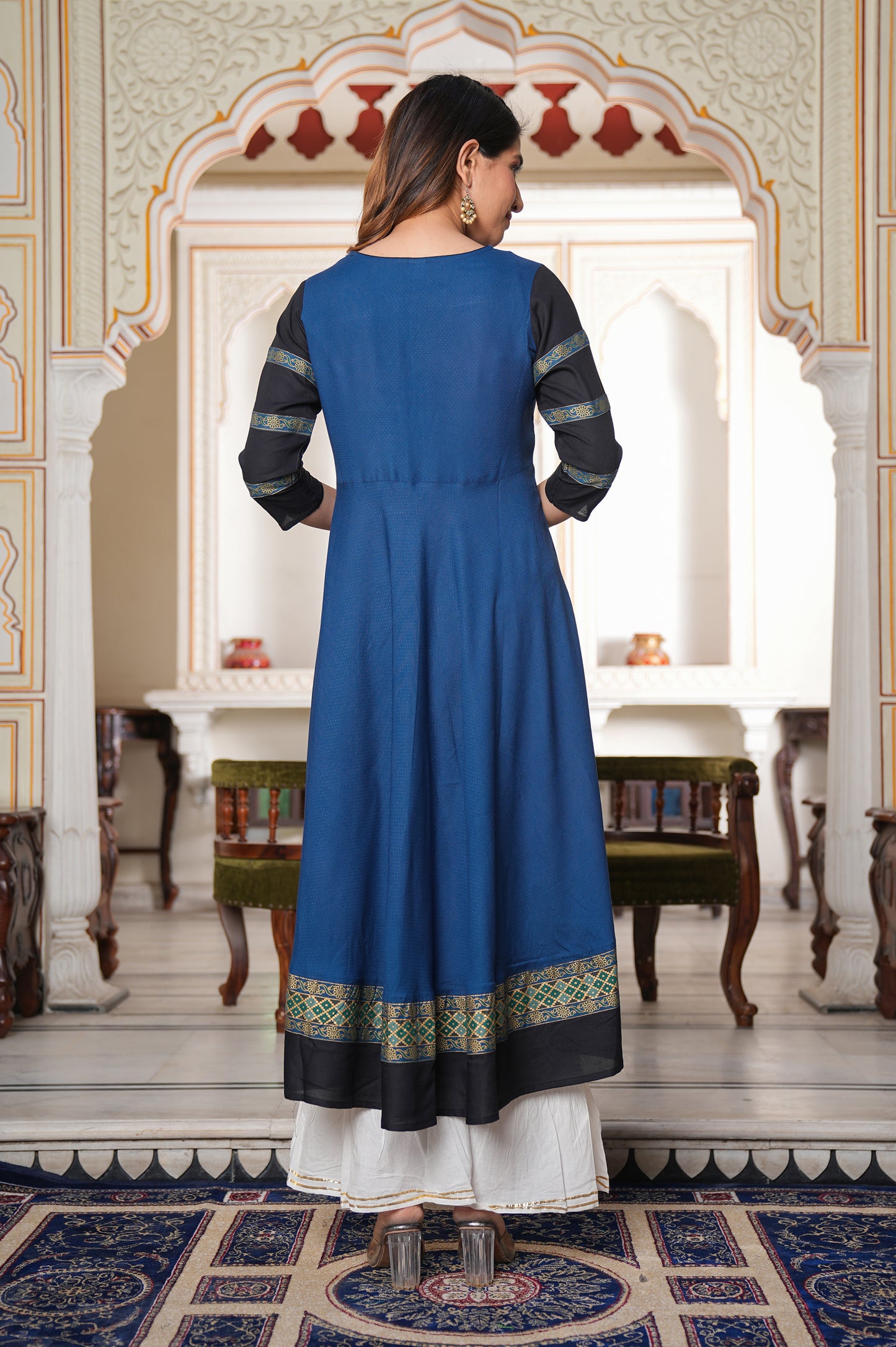 yash gallery womens blue anarkali kurti blue