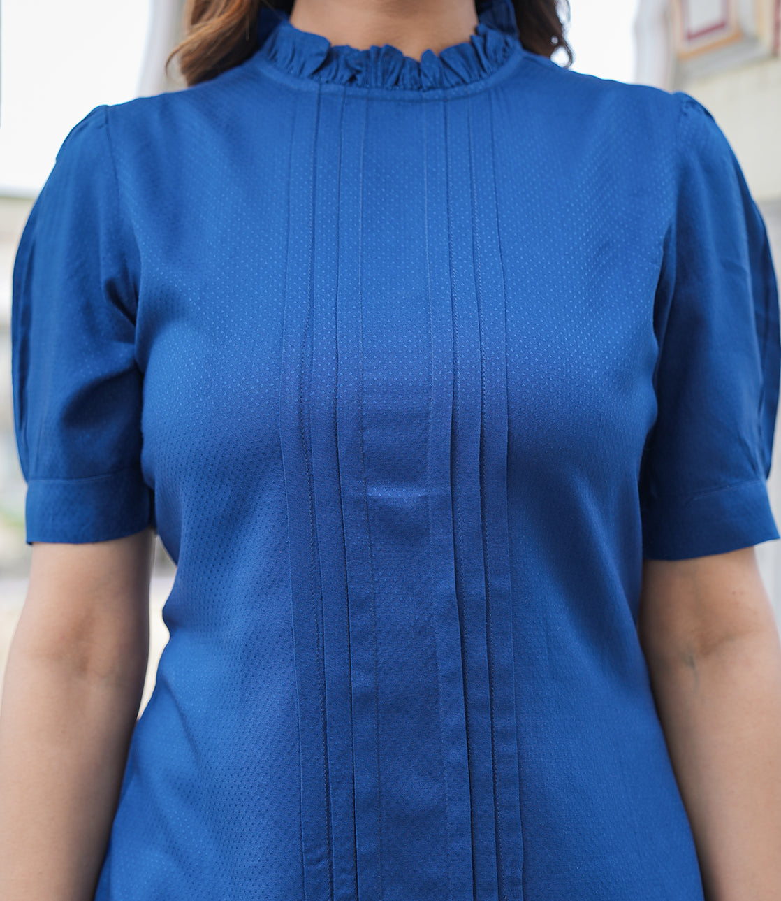 YASH GALLERY Women's Rayon Dobby Designer Top (Blue)