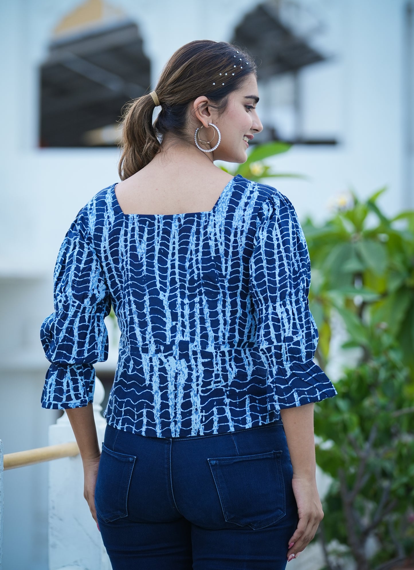 yash gallery womens tie dye printed regular top blue