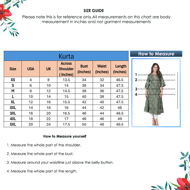 yash gallery womens rayon bandhej printed a line kurta green