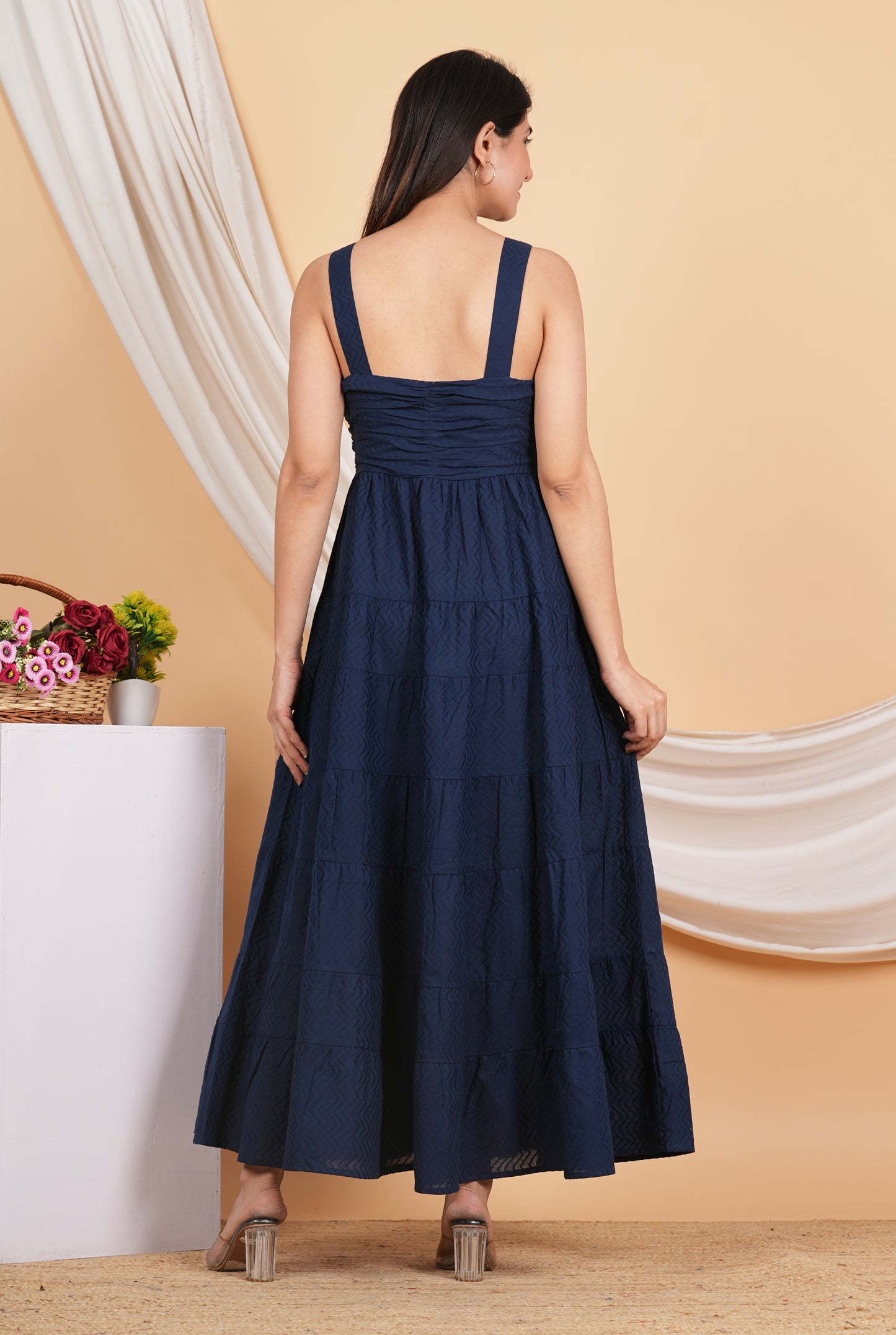 Yash Gallery Women's Cotton Solid Maxi Dress V-Neck OpenUp With Chit Button Summer Boho Dress