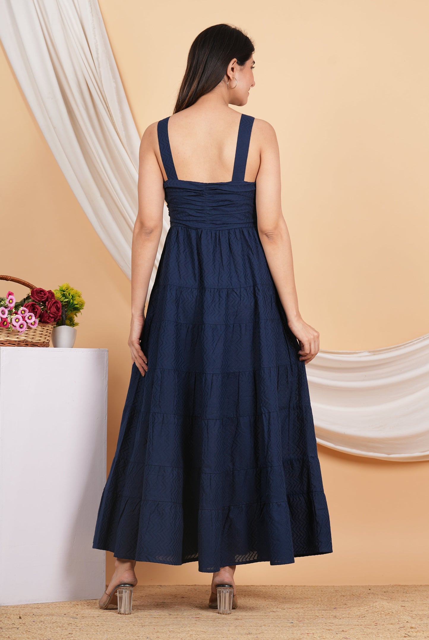 Yash Gallery Women's Cotton Solid Maxi Dress V-Neck OpenUp With Chit Button Summer Boho Dress