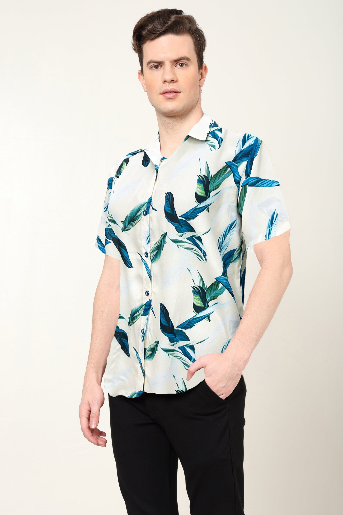 YASH GALLERY Men's Polyester Tropical Printed Regular Shirt