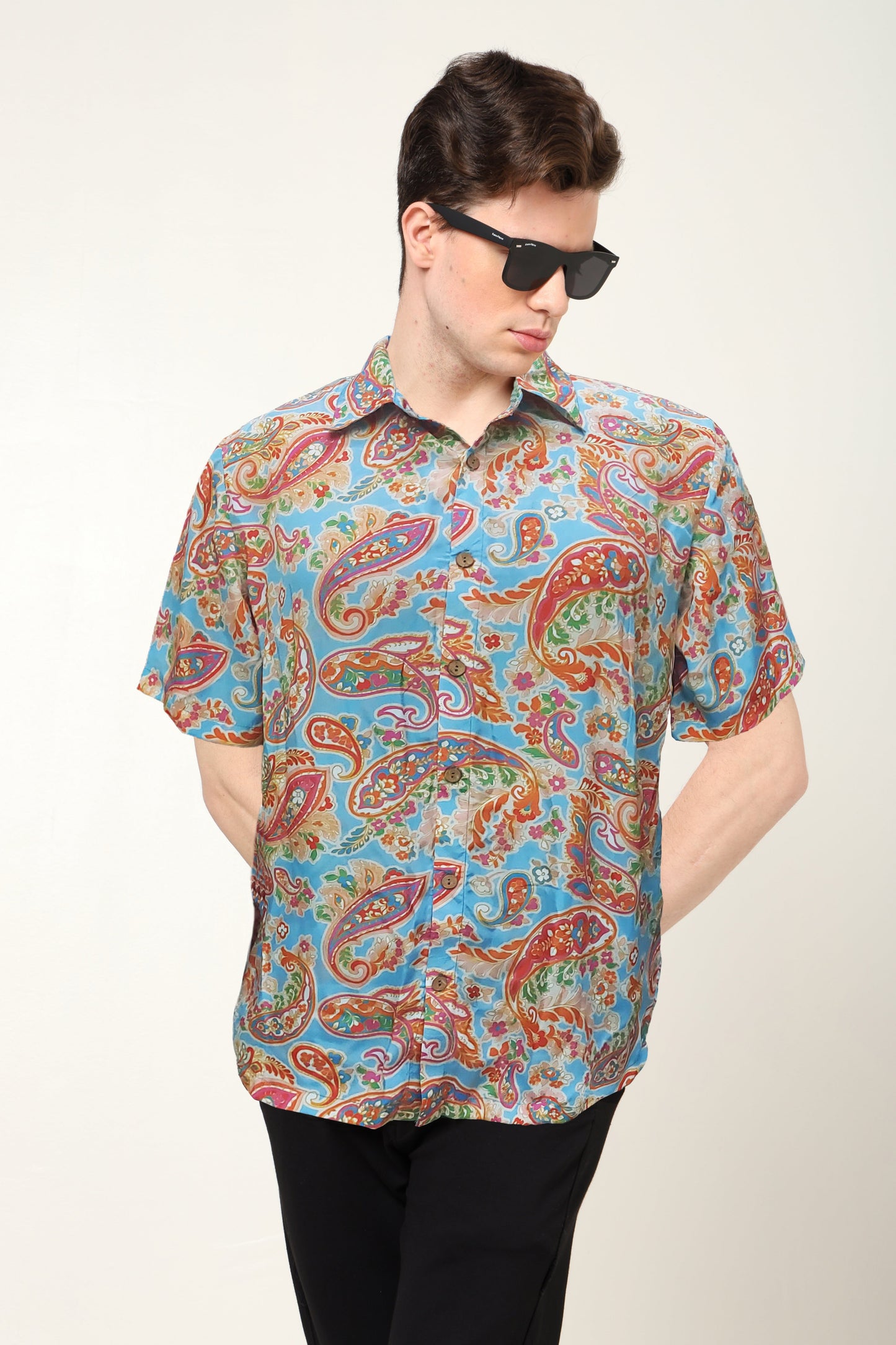 yash gallery mens polyester floral printed regular shirt multi