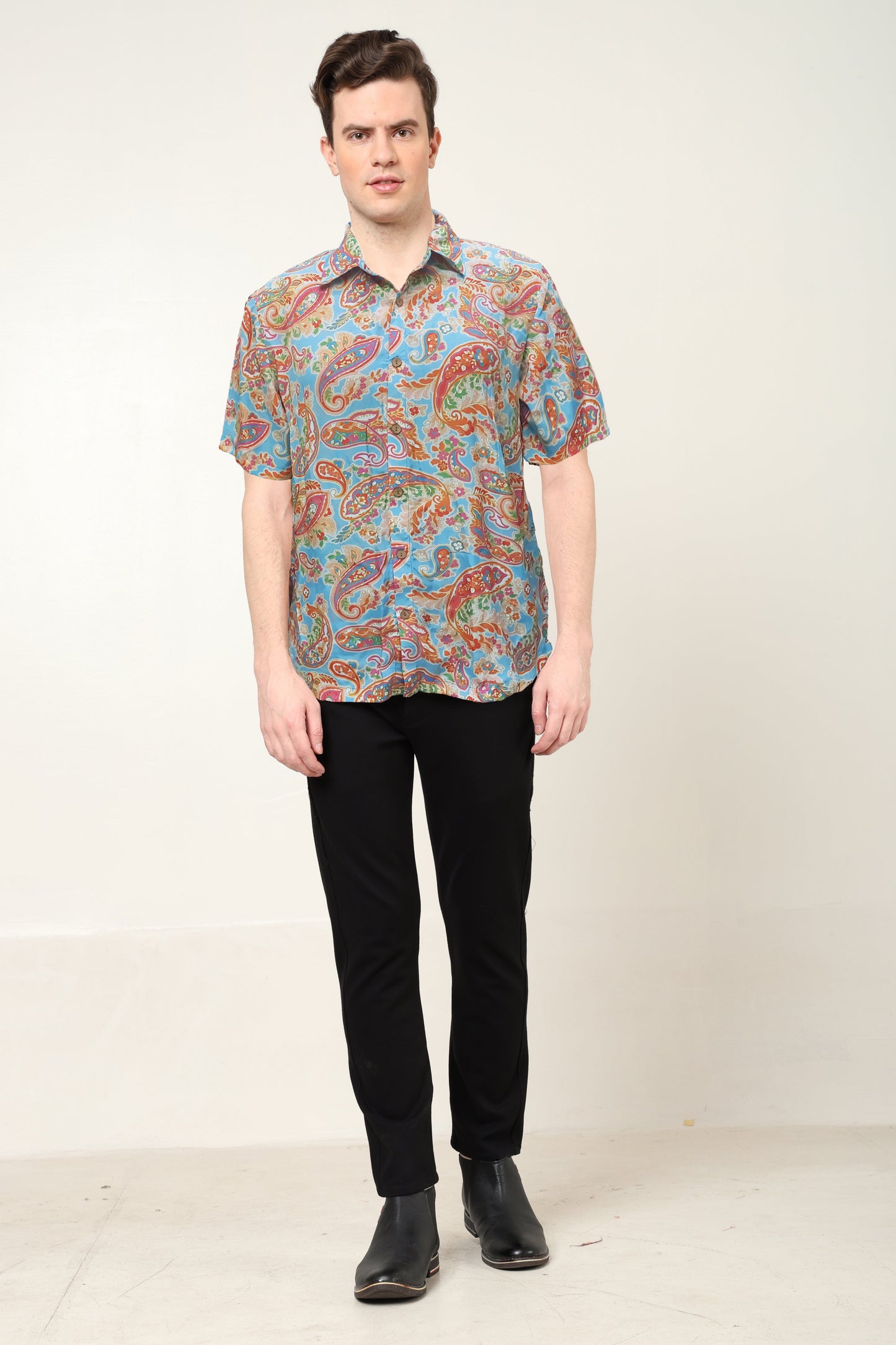yash gallery mens polyester floral printed regular shirt multi