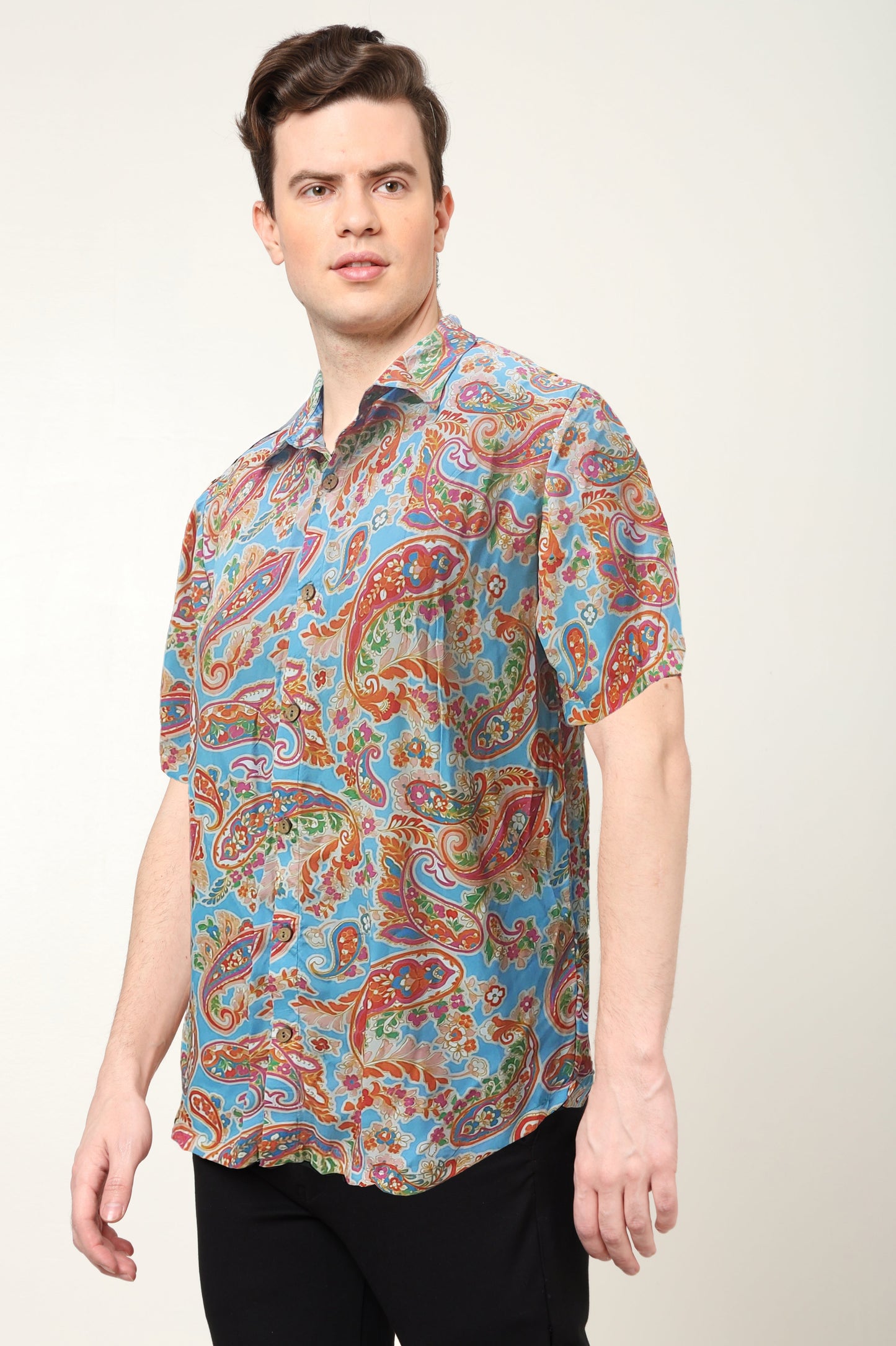 yash gallery mens polyester floral printed regular shirt multi