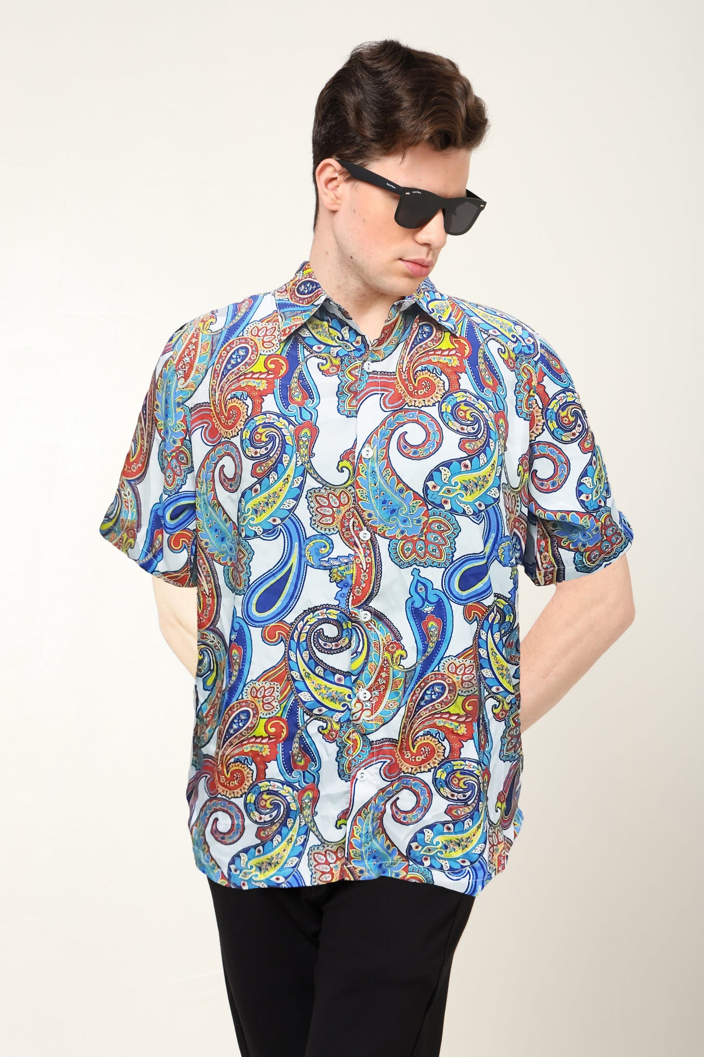 yash gallery mens polyester abstract printed regular shirt multi