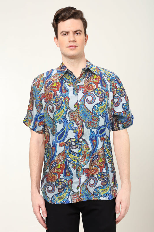 yash gallery mens polyester abstract printed regular shirt multi