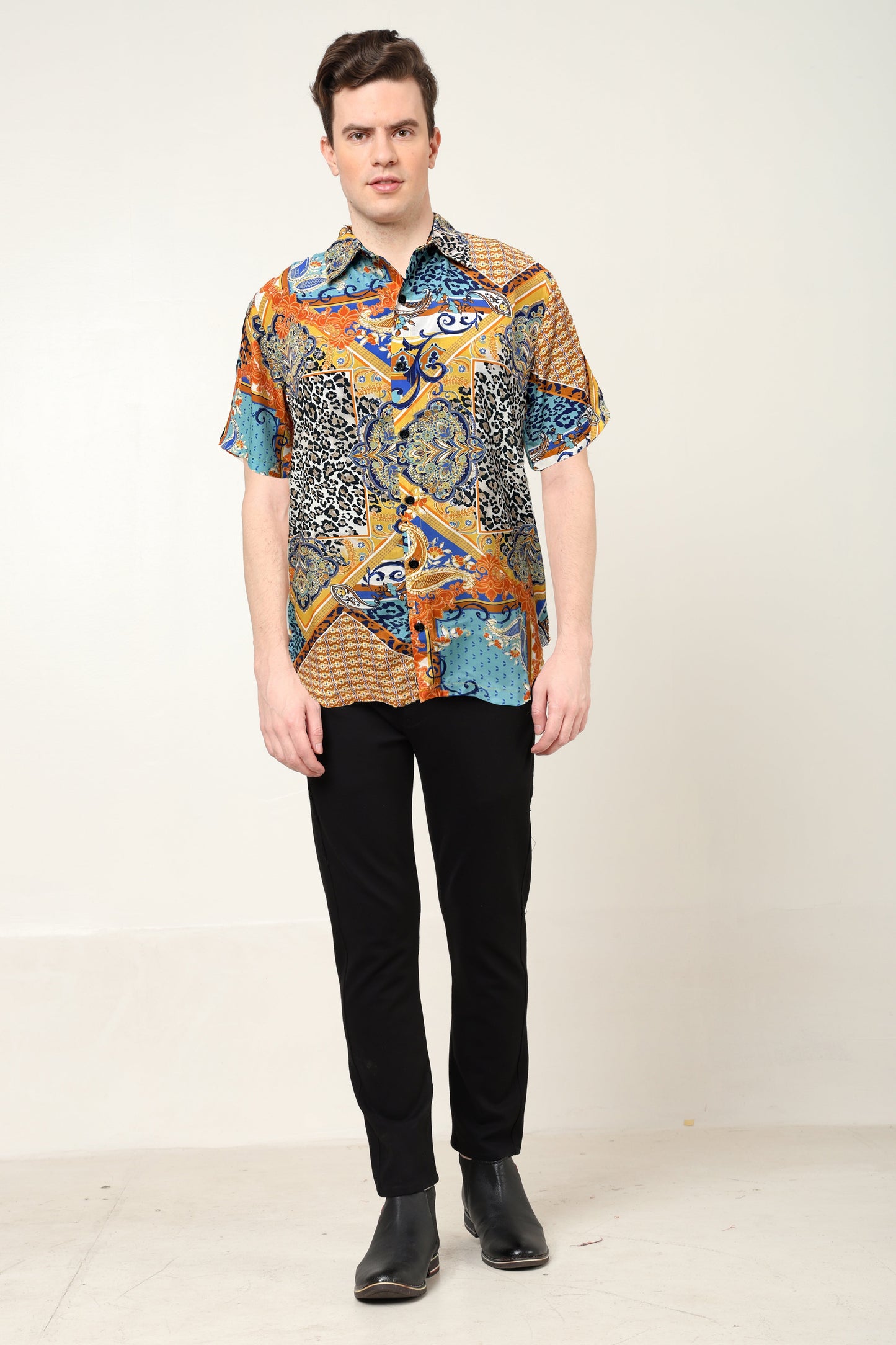 yash gallery mens polyester animal printed regular shirt multi