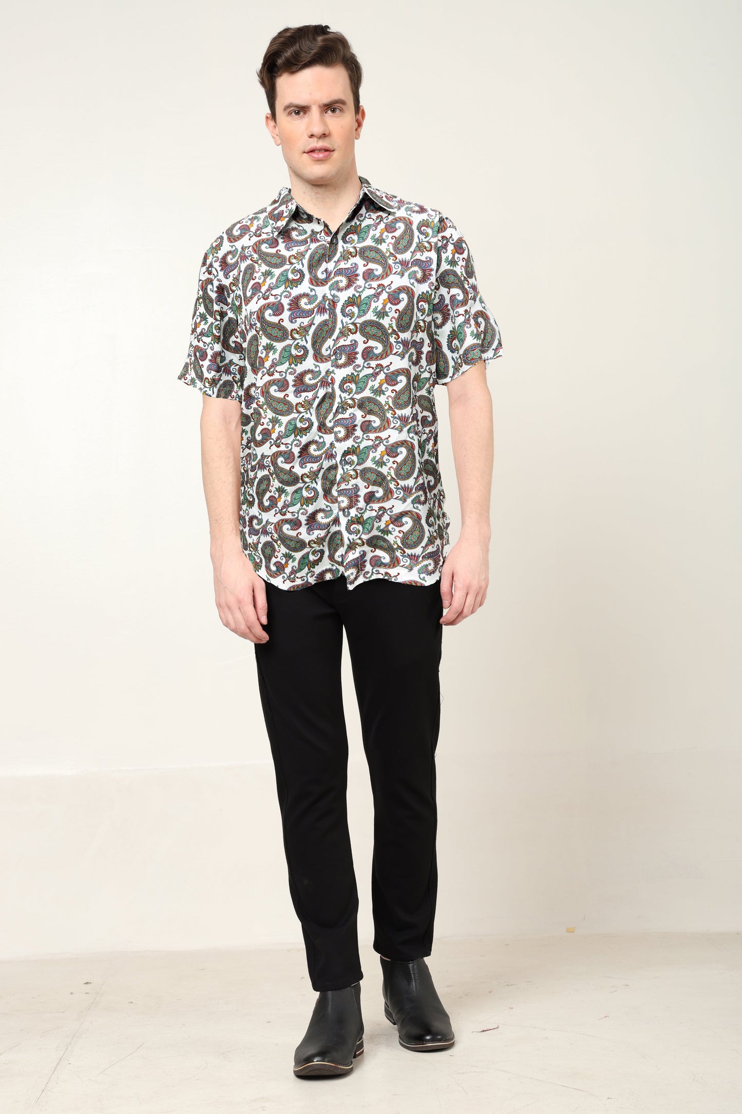 yash gallery mens polyester buti printed regular shirt multi