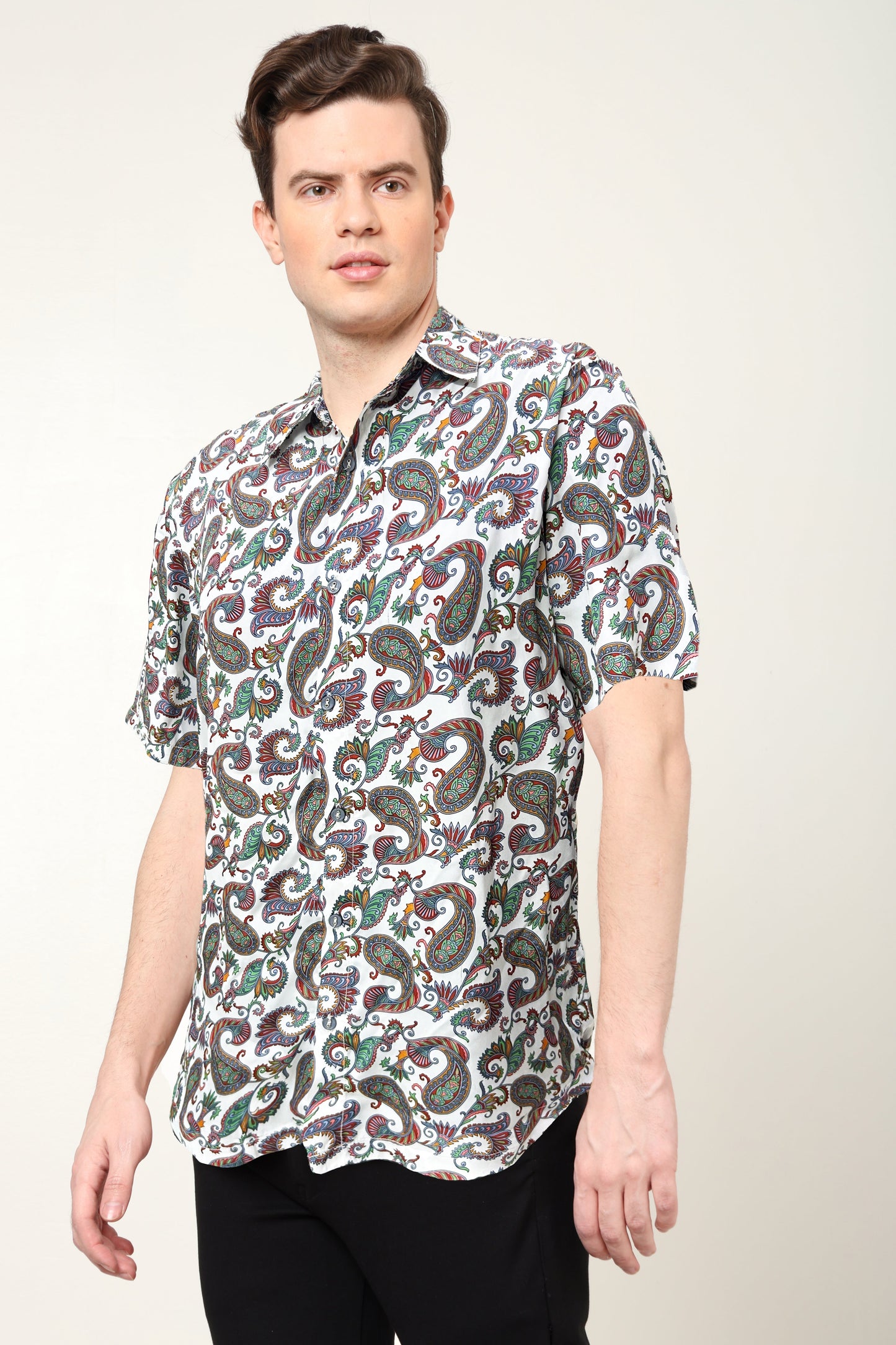 yash gallery mens polyester buti printed regular shirt multi