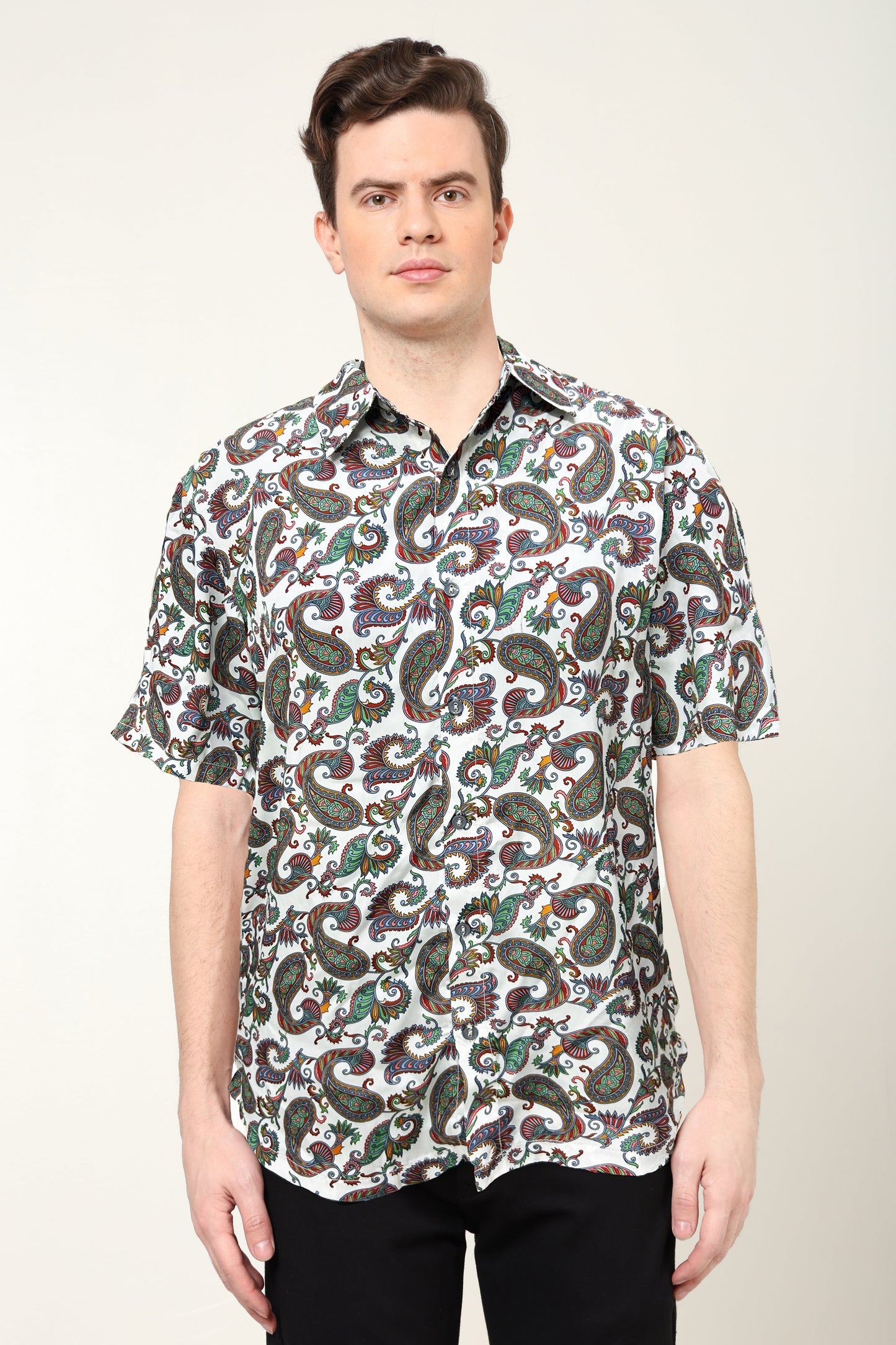 yash gallery mens polyester buti printed regular shirt multi