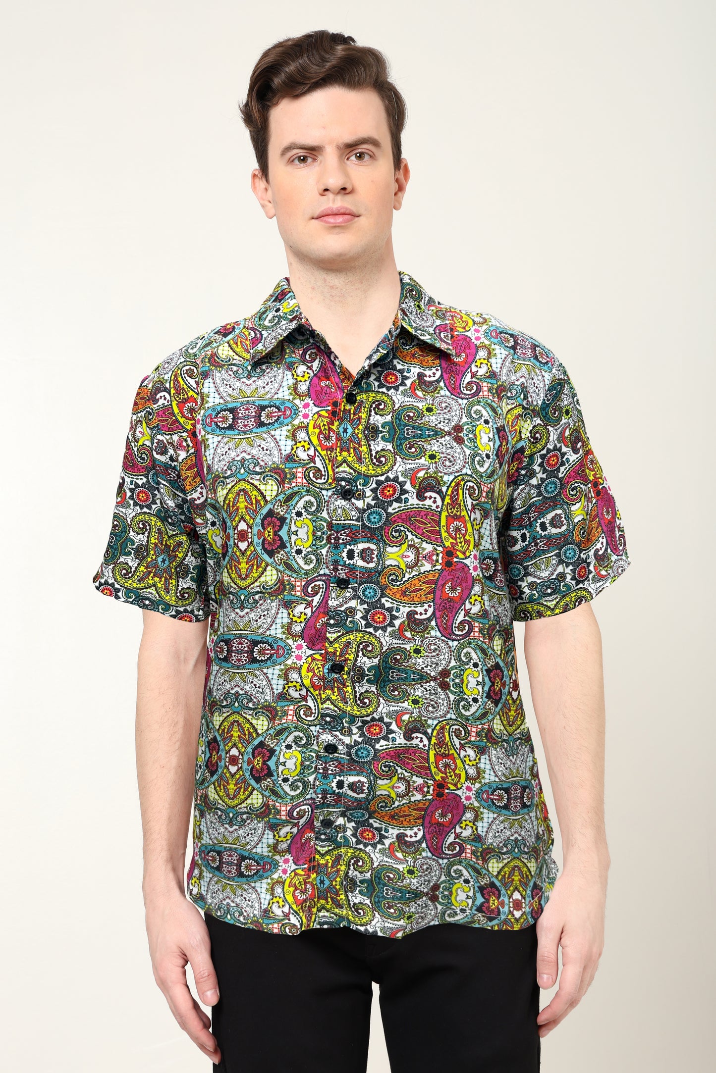 yash gallery mens polyester floral printed regular shirt multi