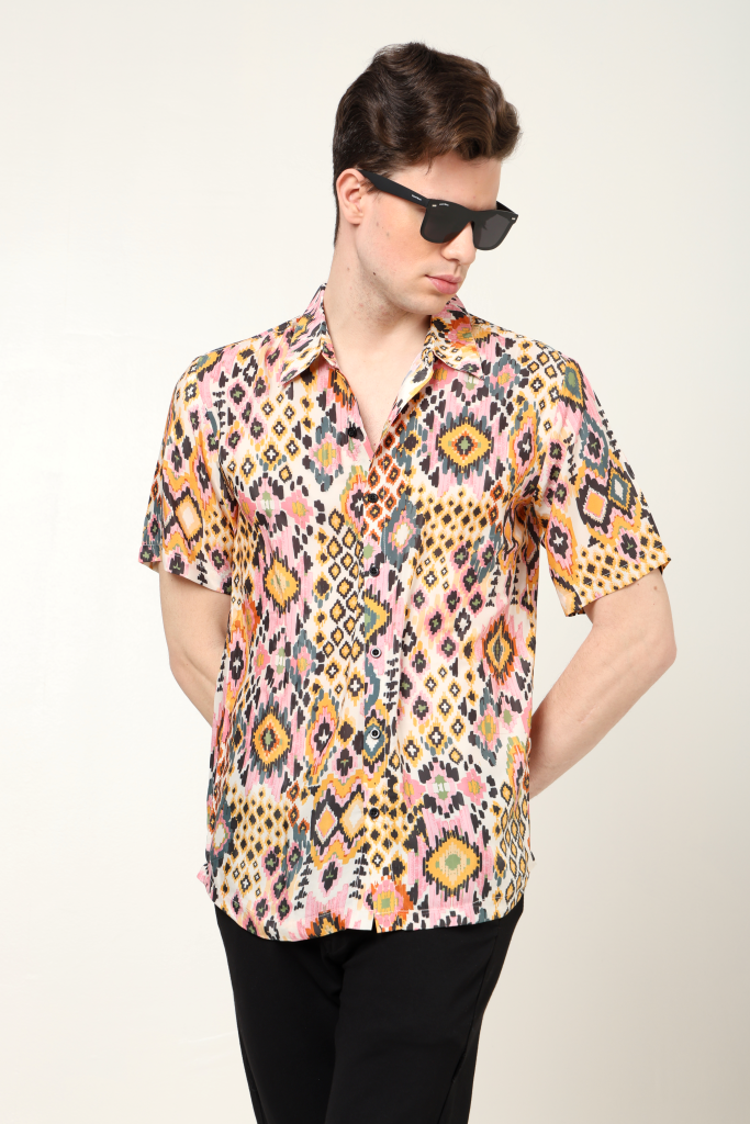 YASH GALLERY Men's Polyester Tropical Printed Regular Shirt