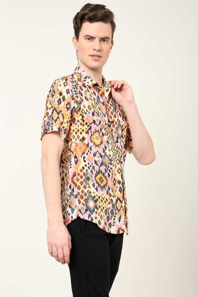 YASH GALLERY Men's Polyester Tropical Printed Regular Shirt