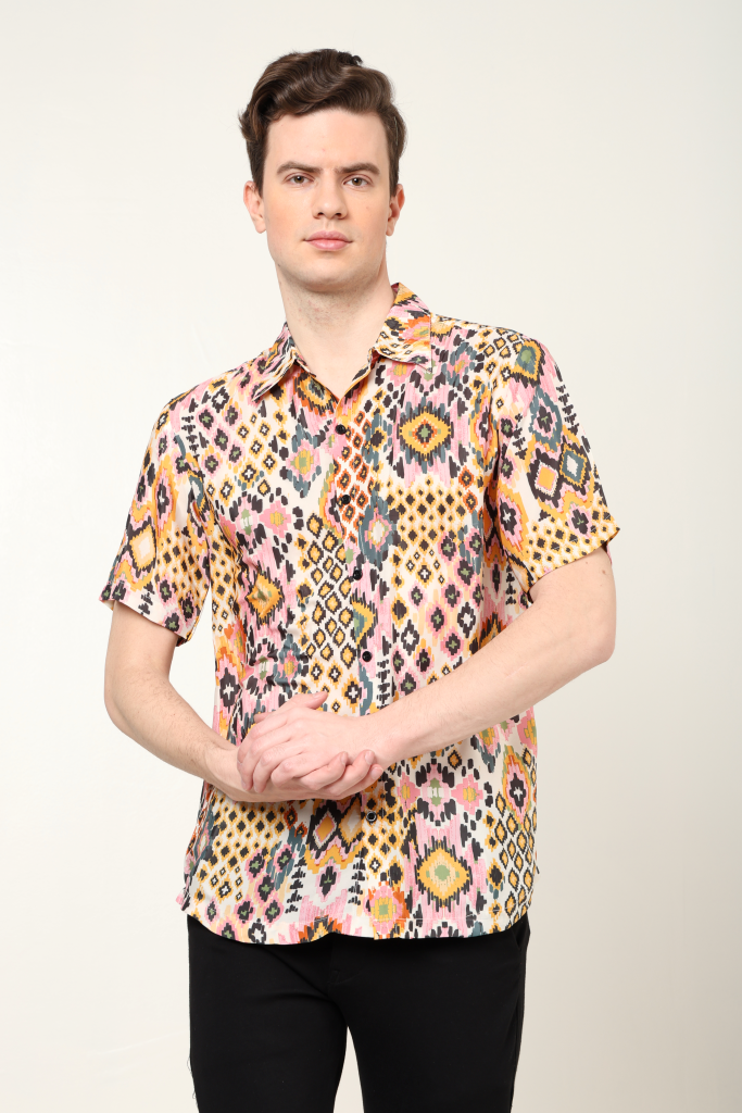 YASH GALLERY Men's Polyester Tropical Printed Regular Shirt