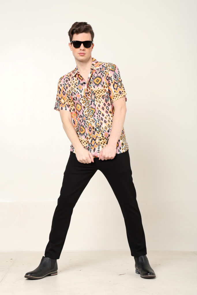 YASH GALLERY Men's Polyester Tropical Printed Regular Shirt