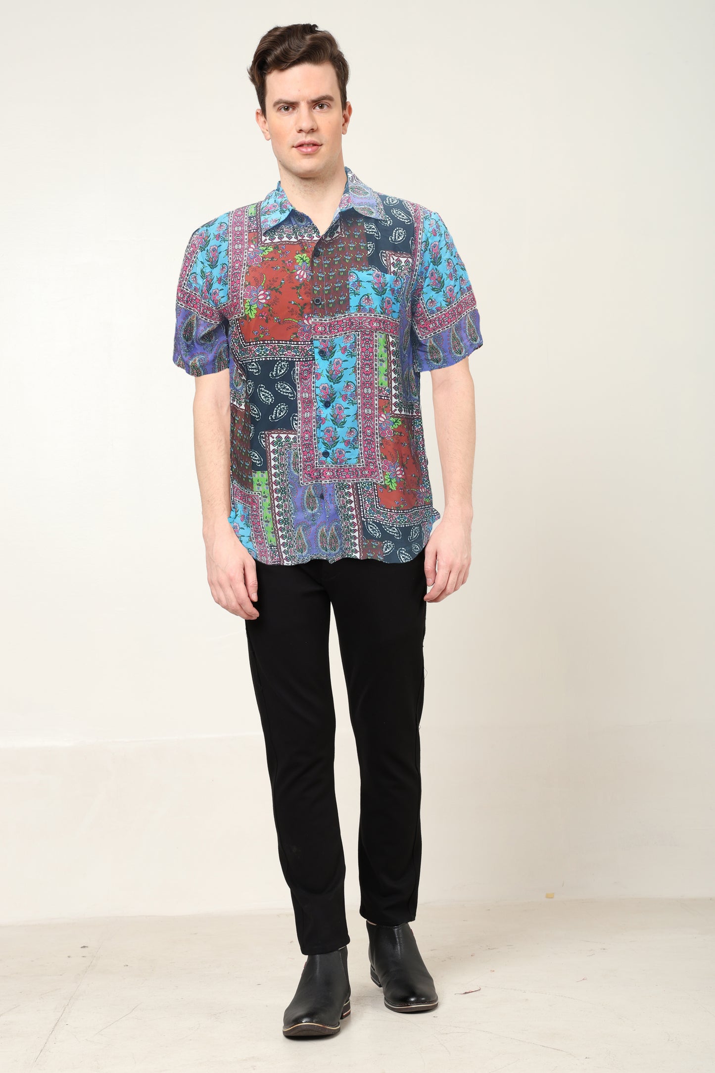 yash gallery mens polyester floral placement printed regular shirt multi