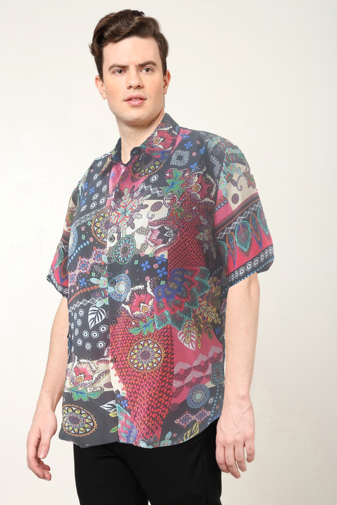YASH GALLERY Men's Polyester Tropical Printed Regular Shirt