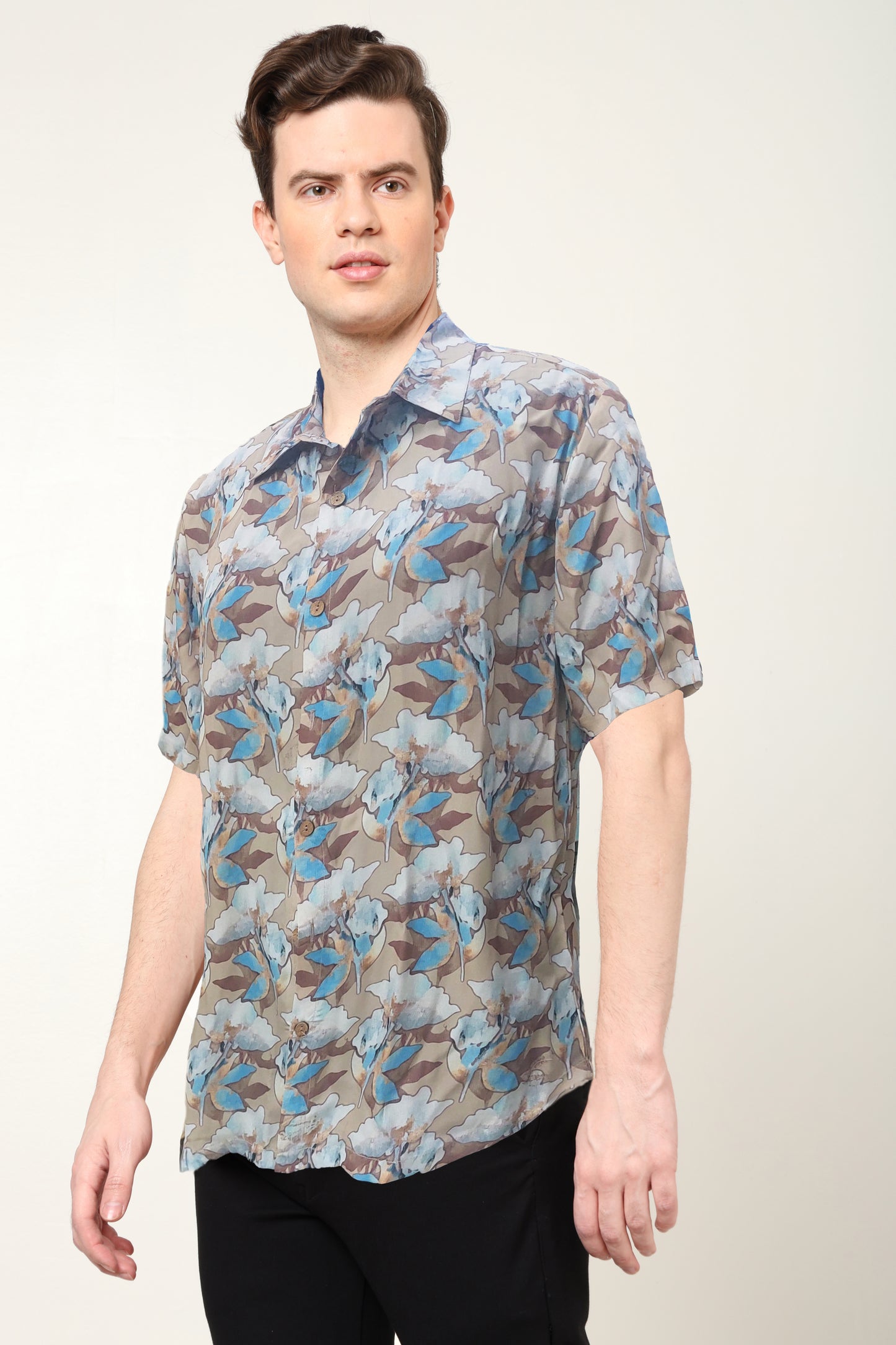 yash gallery mens polyester floral printed regular shirt multi 2