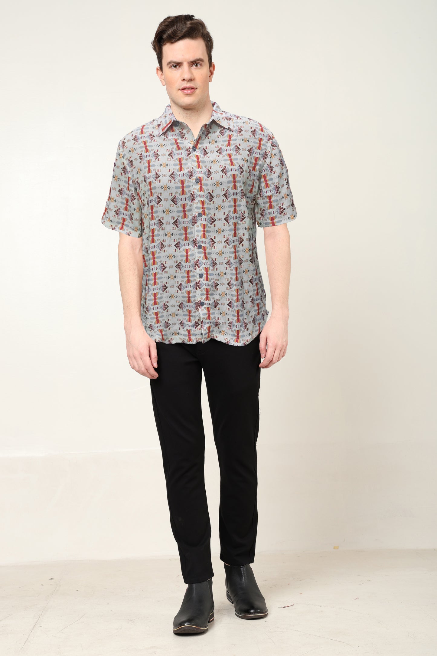 yash gallery mens polyester geometrical printed regular shirt multi
